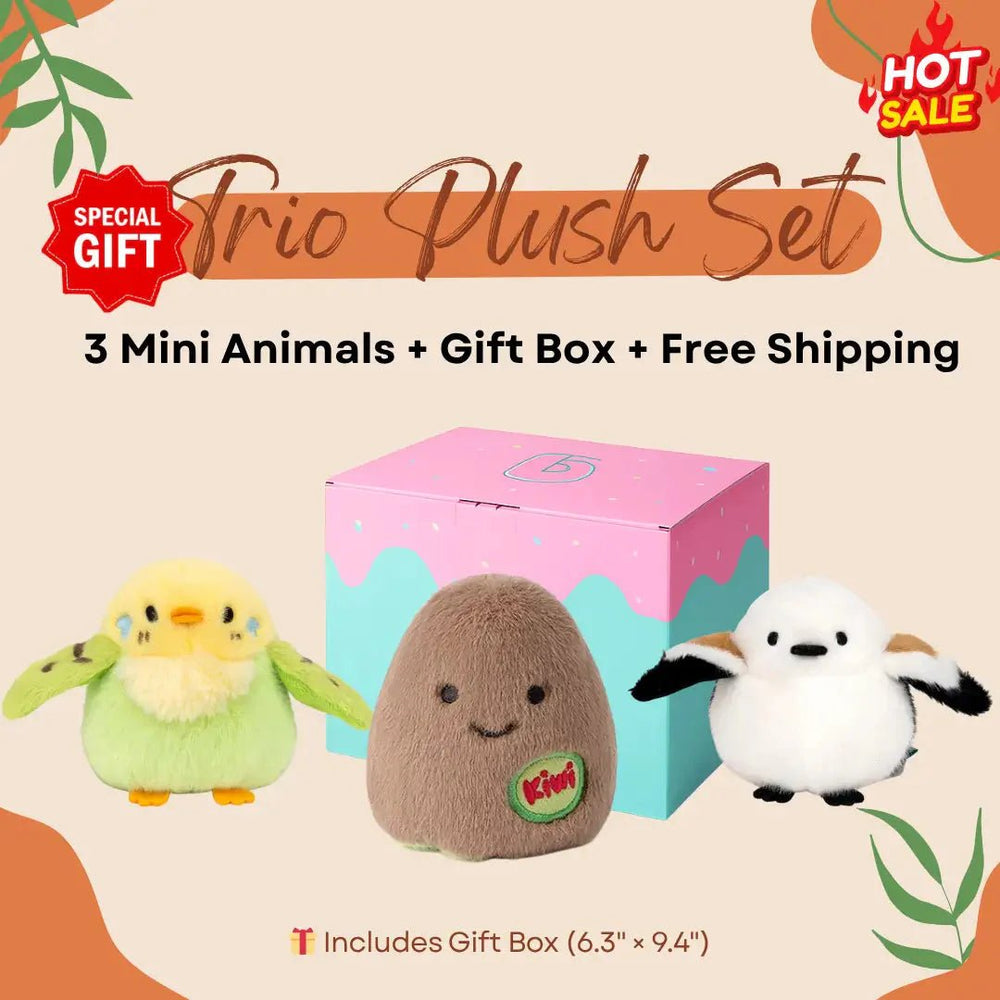 3 - Piece Mini Bird Plush Gift Set - Logell Soft Stuffed Birds in Gift Box $29.99 - Logell