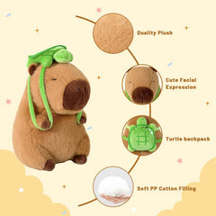 🐾 Logell Capybara Plush – 9" & 13" Kawaii Soft Stuffed Animal with Turtle Backpack | Perfect Gift for Kids, Boys, Girls & Adults
