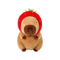 🍓 Logell Strawberry Hat Capybara Plush – Cute Stuffed Animal Toy Gift for Kids, 9" & 13" Sizes
