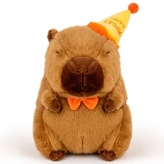 🎂 Logell Birthday Capybara Plush – 9" & 13" Soft Stuffed Animal with Hat & Bow – Cute Gift for Kids’ Parties