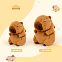 🍔 Logell Capybara Plush with Hamburger Backpack – 9" & 13" Cute Stuffed Animal Toy Gift for Kids