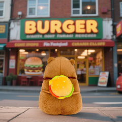 🍔 Logell Capybara Plush with Hamburger Backpack – 9" & 13" Cute Stuffed Animal Toy Gift for Kids