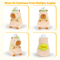 🐾Logell Capybara Stuffed Animal – 9" Cute Brown Plush with Tennis Backpack | Perfect Gift for Kids