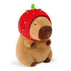 🍓 Logell Strawberry Hat Capybara Plush – Cute Stuffed Animal Toy Gift for Kids, 9" & 13" Sizes