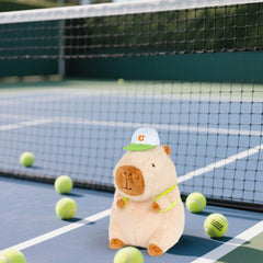 🐾Logell Capybara Stuffed Animal – 9" Cute Brown Plush with Tennis Backpack | Perfect Gift for Kids