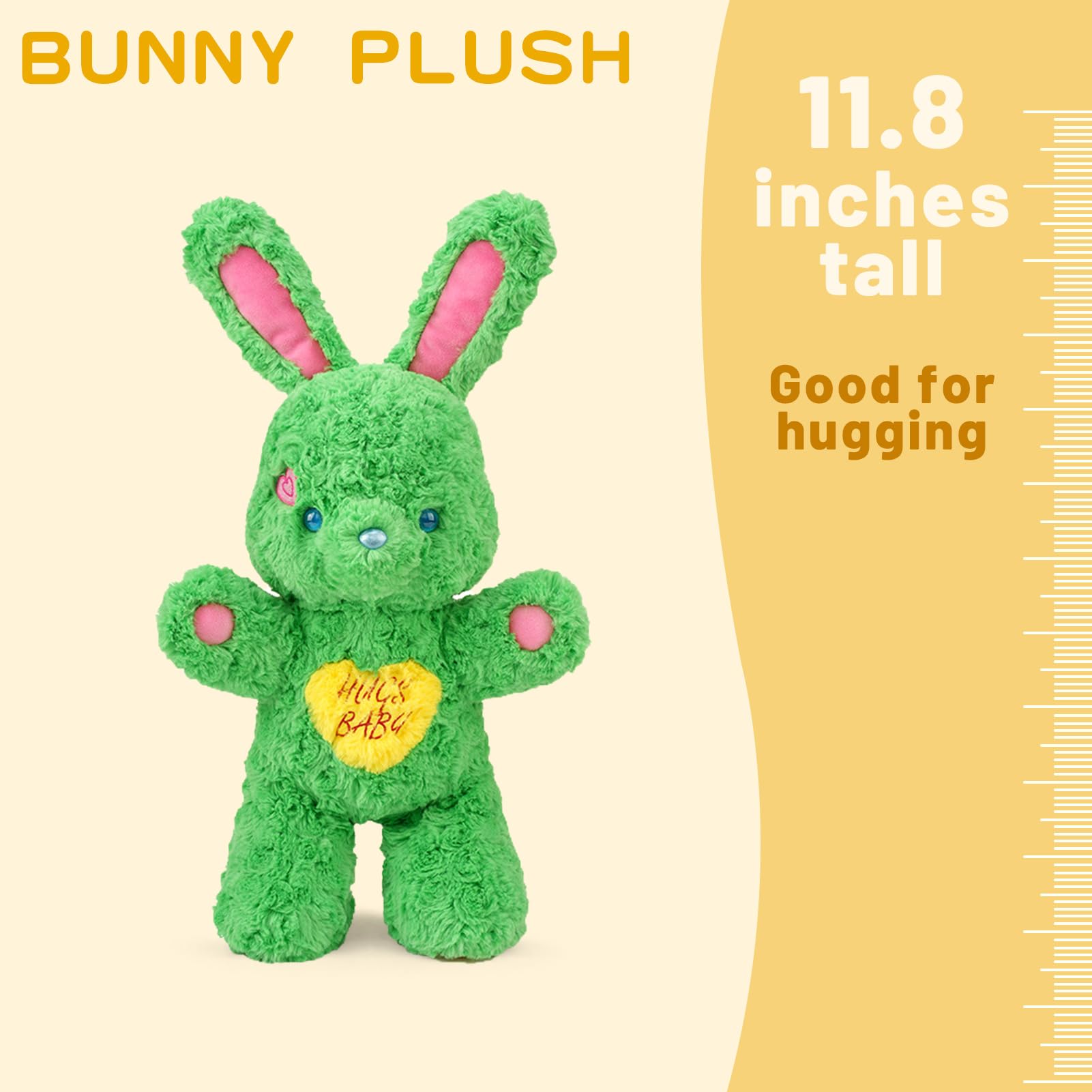 Logell Plush 11.8'' Green Bunny Plush – Soft Candy Rabbit Stuffed Animal Toy Gift for Kids Room Decor Logell Plush 11.8'' Green Bunny Plush – Soft Candy Rabbit Stuffed Animal Toy Gift for Kids Room Decor