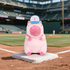 🐾 Logell Cute Capybara Plush – 9" Pink Stuffed Animal with Removable Baseball Backpack