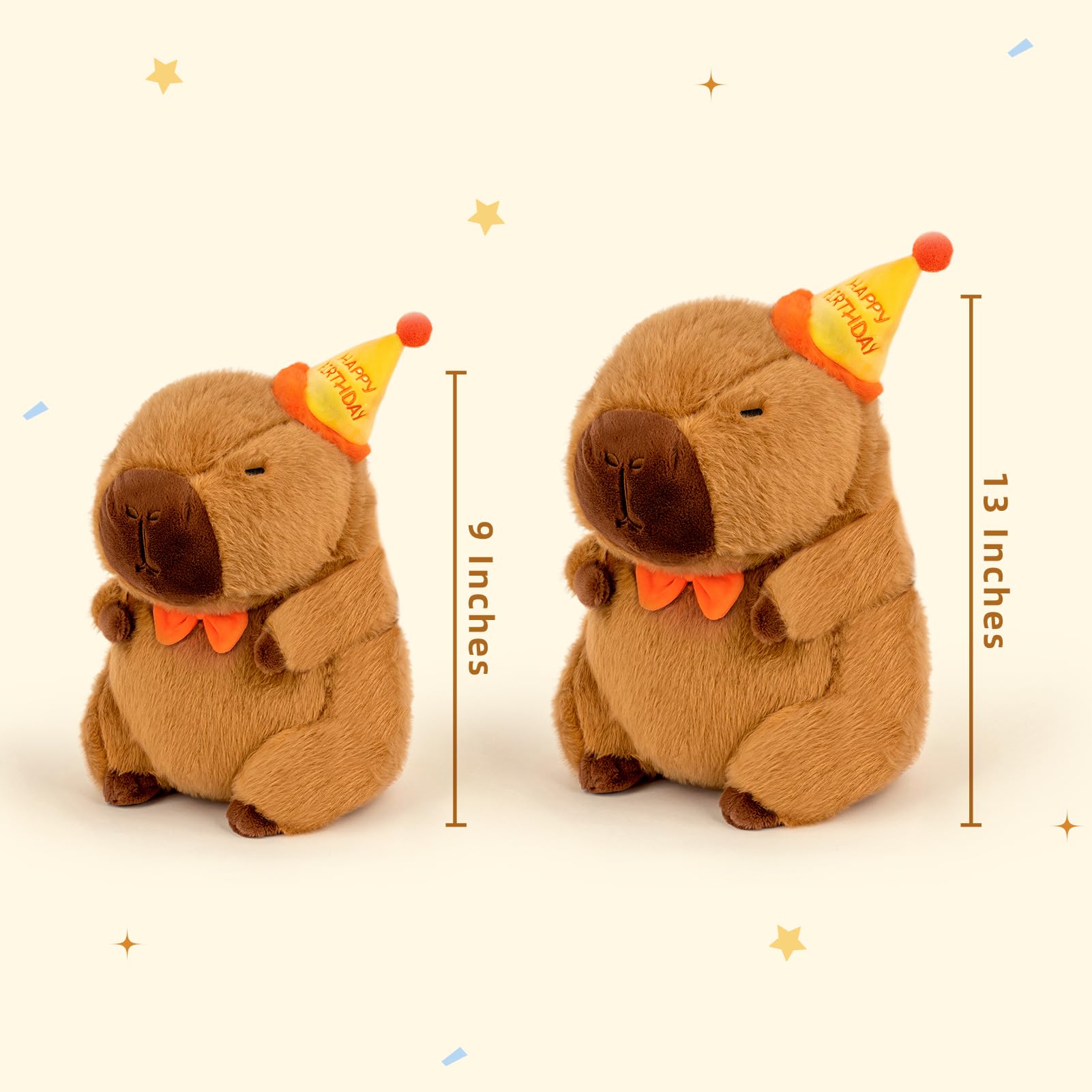 🎂 Logell Birthday Capybara Plush – 9" & 13" Soft Stuffed Animal with Hat & Bow – Cute Gift for Kids’ Parties 🎂 Logell Birthday Capybara Plush – 9" & 13" Soft Stuffed Animal with Hat & Bow – Cute Gift for Kids’ Parties