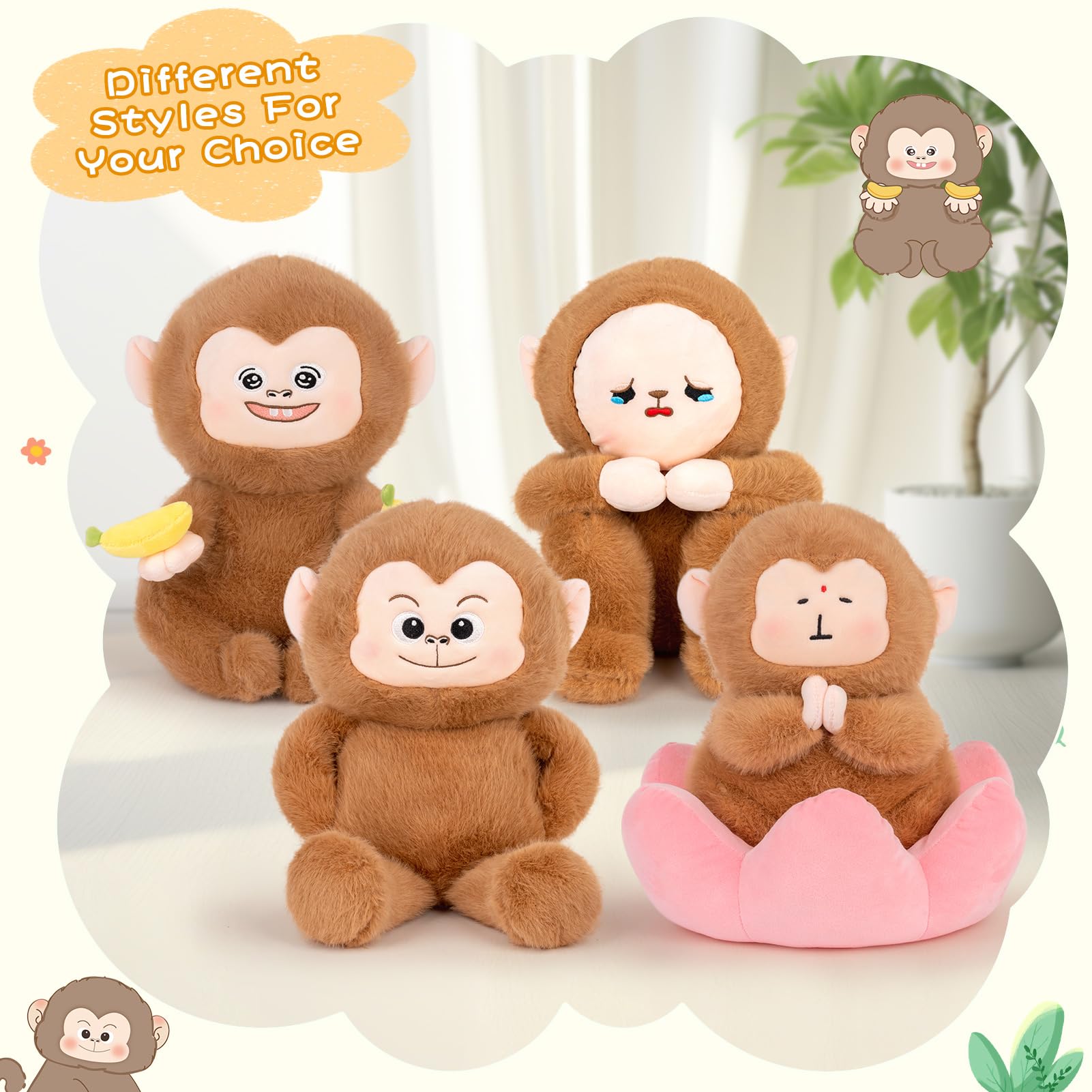 Logell PlushCute Monkey Plush – 10.5" Soft Stuffed Animal with Banana for Kids Logell PlushCute Monkey Plush – 10.5" Soft Stuffed Animal with Banana for Kids
