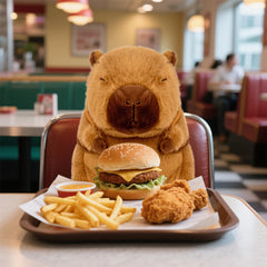 🍔 Logell Capybara Plush with Hamburger Backpack – 9" & 13" Cute Stuffed Animal Toy Gift for Kids