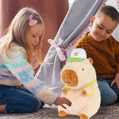 🐾Logell Capybara Stuffed Animal – 9" Cute Brown Plush with Tennis Backpack | Perfect Gift for Kids