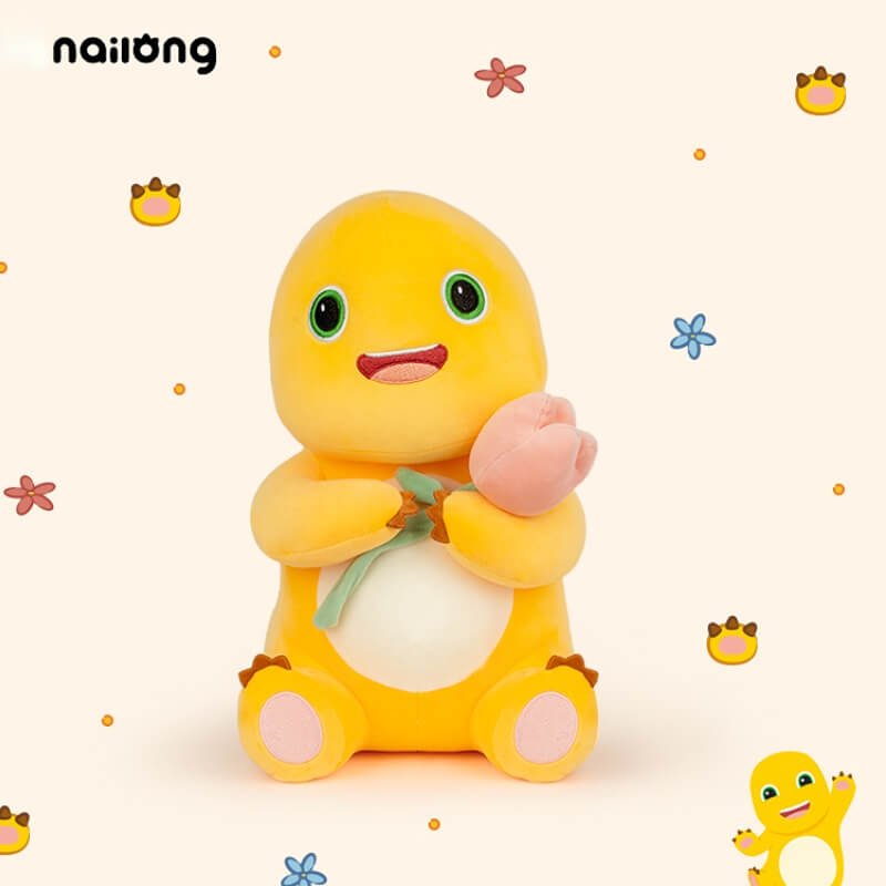 Logell NAILONG Dragon Stuffed Toy – 13.8"/17.7" Cute Plush with Heart or Flowers - Birthday Gift - Logell