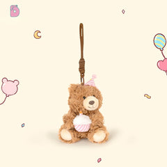 Logell Plush Birthday Hat Plush Keychain – Bear & Bunny 4.7"