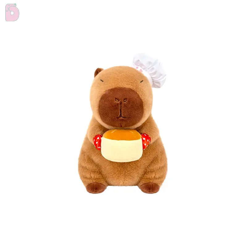 Logell Capybara Cake Chef Plush – 8.7in & 13in Sitting Toy