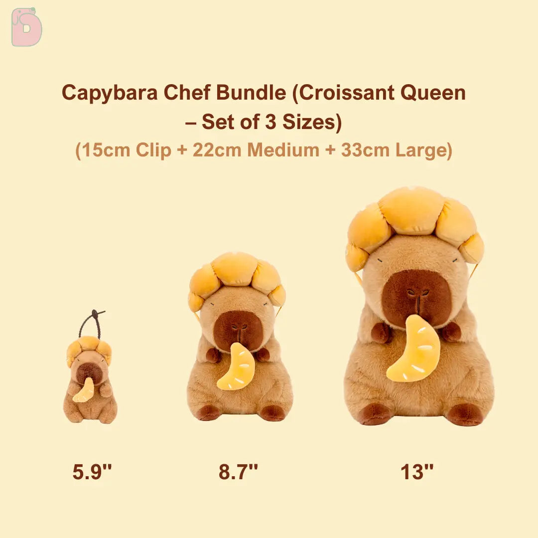 Logell Capybara Croissant Queen Plush – 8.7in & 13in Sitting Toy Logell Capybara Croissant Queen Plush – 8.7in & 13in Sitting Toy