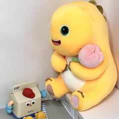 Logell NAILONG Dragon Stuffed Toy – 13.8"/17.7" Cute Plush with Heart or Flowers - Birthday Gift - Logell