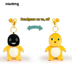 Logell Official Grumpy Dragon Plush Keychain – 13cm / 5.1in Black - Face & Beaten - Up NaiLong, Cute Backpack Charm & Gift - Logell