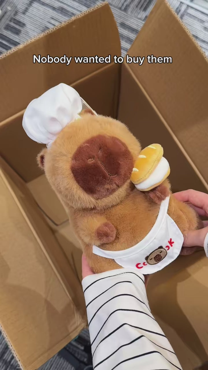 Logell Capybara Plush – Sitting Bread Chef Edition | Original Soft Toy Gift
