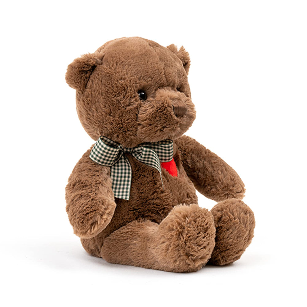 🧸 Logell Plush Teddy Bear with Heart – 11.4" & 15" Cute Brown Plush Stuffed Animal, Soft Valentine Gift for Girlfriend, Boyfriend & Kids - Logell