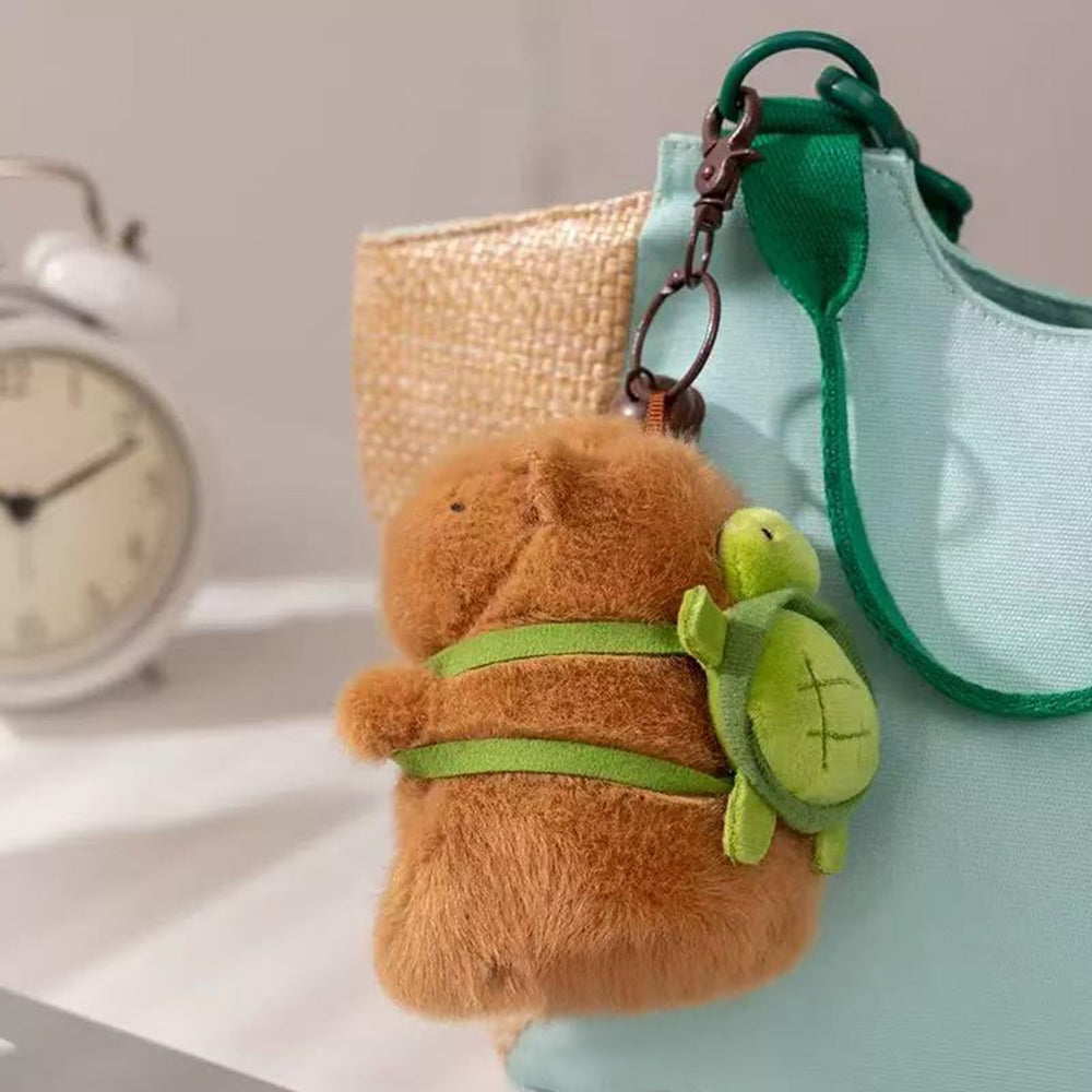 🧸 Logell 2 Pcs Capybara Plush Keychains – Soft & Cute Bag Charms with Turtle Shell or Strawberry Hood - Logell