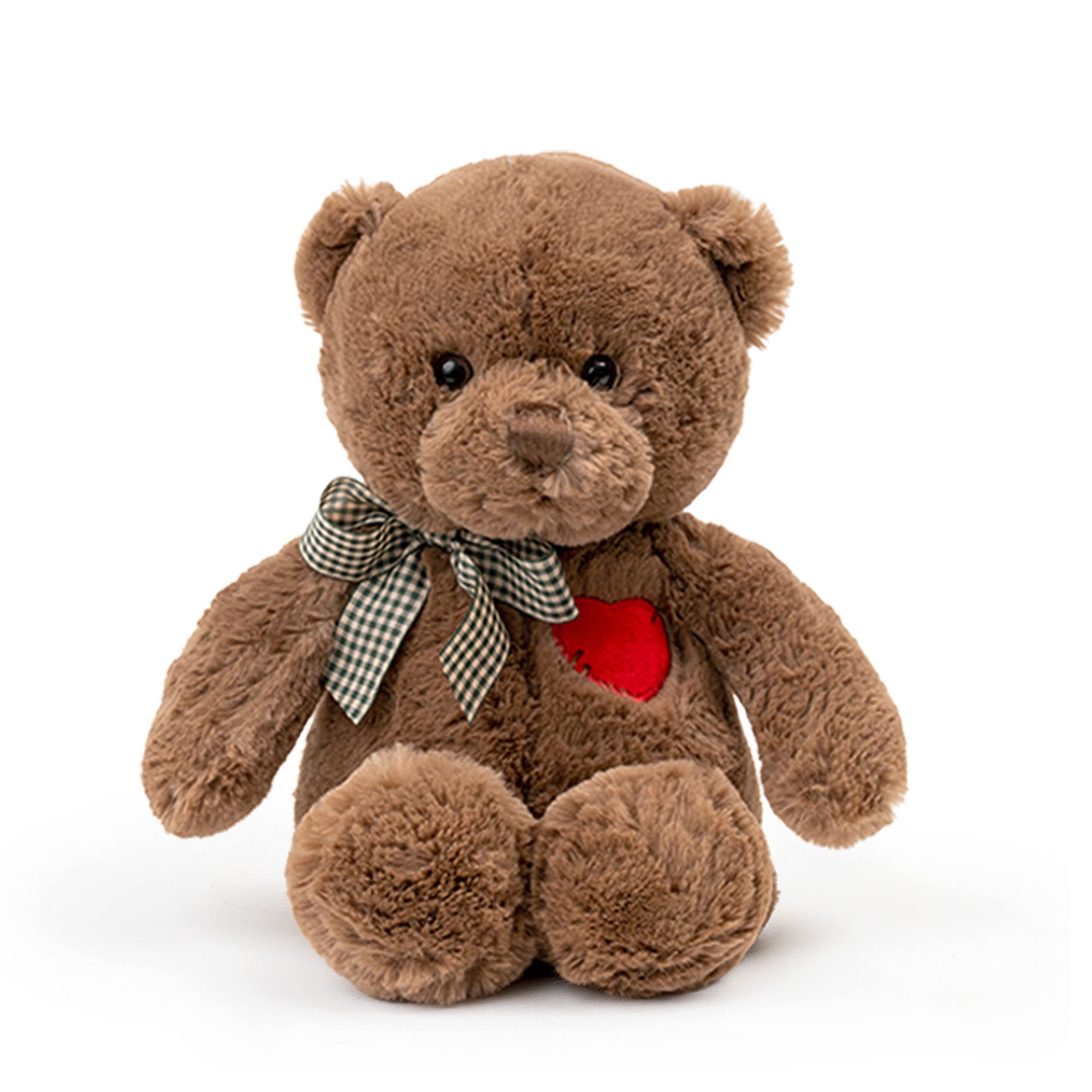 🧸 Logell Plush Teddy Bear with Heart – 11.4" & 15" Cute Brown Plush Stuffed Animal, Soft Valentine Gift for Girlfriend, Boyfriend & Kids