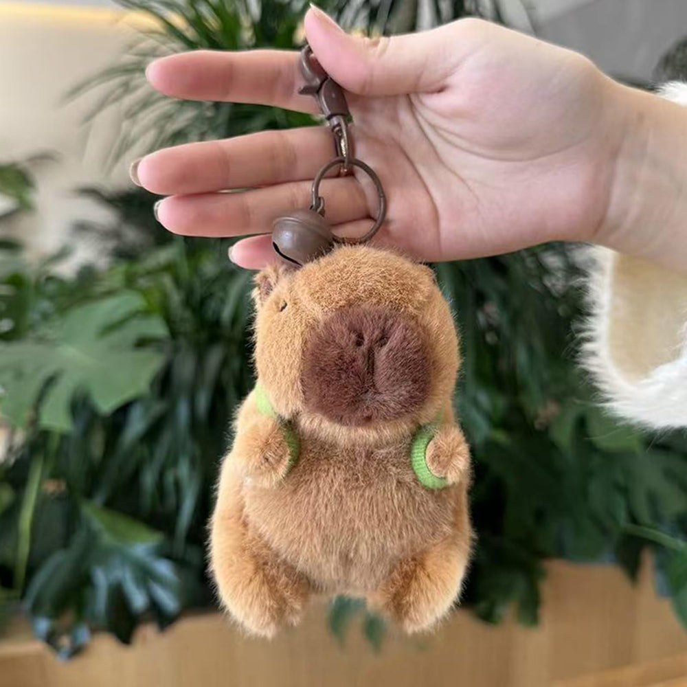 🧸 Logell 2 Pcs Capybara Plush Keychains – Soft & Cute Bag Charms with Turtle Shell or Strawberry Hood - Logell