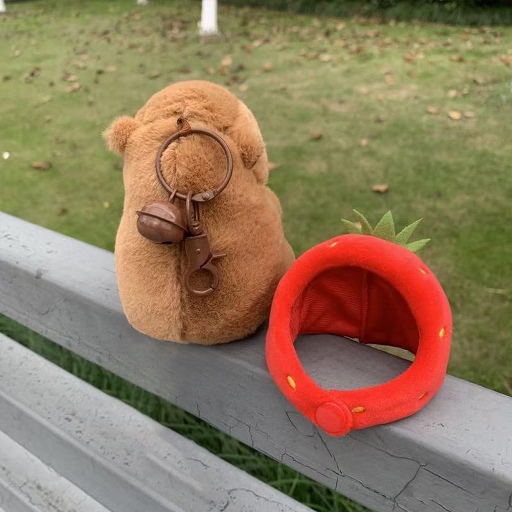 🧸 Logell 2 Pcs Capybara Plush Keychains – Soft & Cute Bag Charms with Turtle Shell or Strawberry Hood - Logell