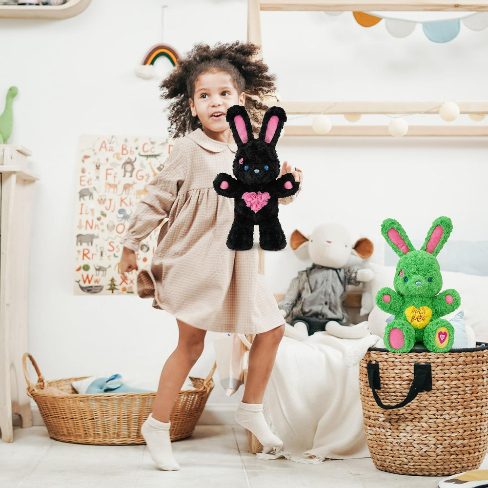 Logell Plush 11.8'' Green Bunny Plush – Soft Candy Rabbit Stuffed Animal Toy Gift for Kids Room Decor - Logell