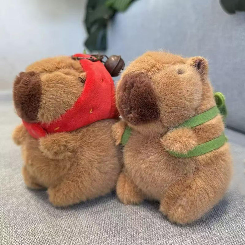 🧸 Logell 2 Pcs Capybara Plush Keychains – Soft & Cute Bag Charms with Turtle Shell or Strawberry Hood - Logell
