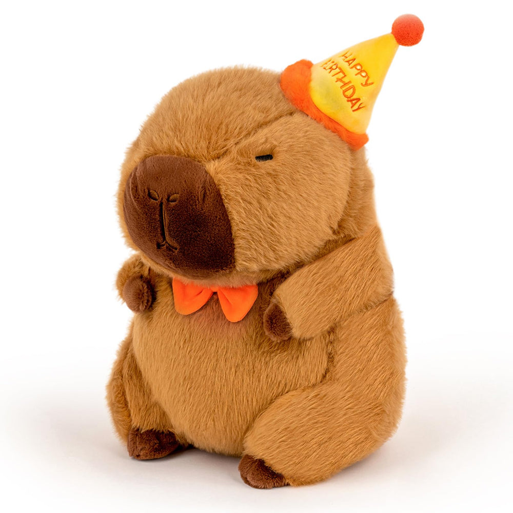 🎂 Logell Birthday Capybara Plush – 9" & 13" Soft Stuffed Animal with Hat & Bow – Cute Gift for Kids’ Parties - Logell