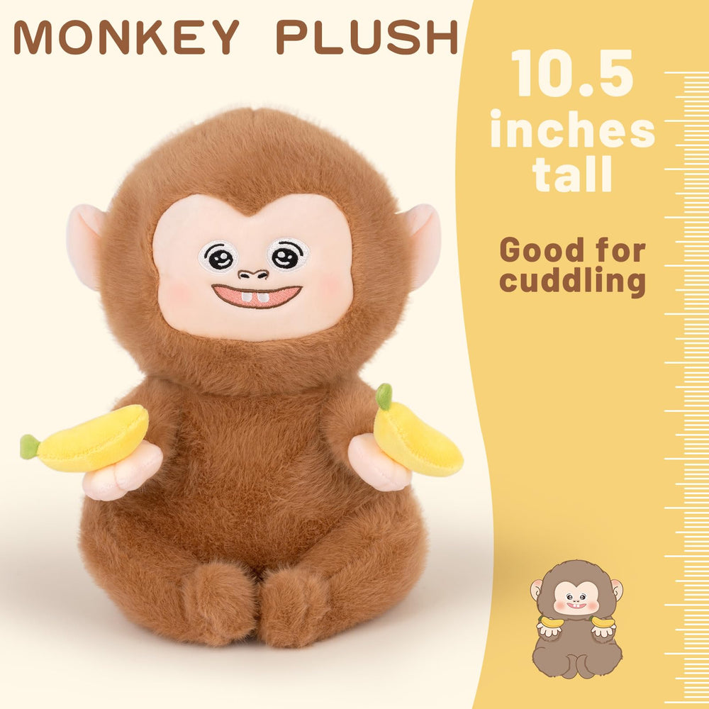 Logell PlushCute Monkey Plush – 10.5" Soft Stuffed Animal with Banana for Kids - Logell