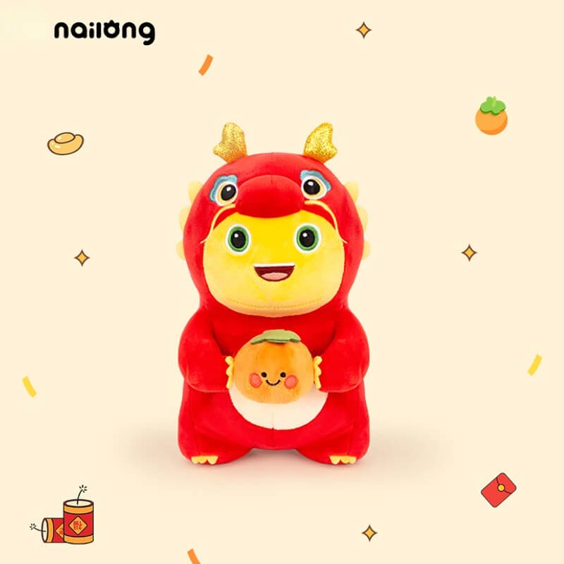 Logell Official NAILONG “Persimmon Smile” Plush — 23 cm (9.1") Cute Dragon Doll Birthday Gift for Boys & Girls - Logell