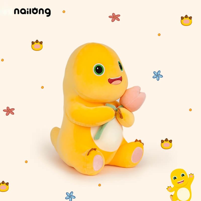 Logell NAILONG Dragon Stuffed Toy – 13.8"/17.7" Cute Plush with Heart or Flowers - Birthday Gift - Logell