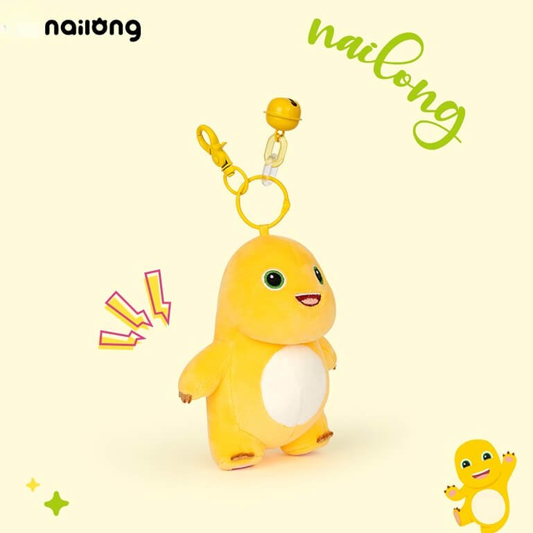 Logell Official NaiLong Plush Keychain 13 cm / 5.1″ – Cute Squeaky Belly Dinosaur Bag Charm, Student Gift, Stress - Relief Fidget Toy - Logell