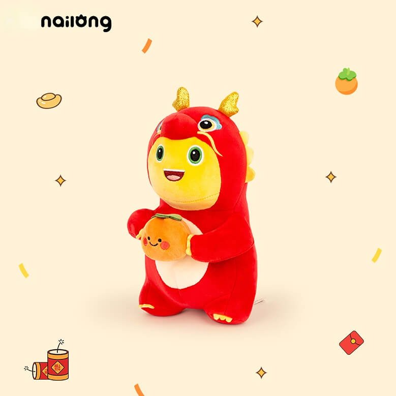 Logell Official NAILONG “Persimmon Smile” Plush — 23 cm (9.1") Cute Dragon Doll Birthday Gift for Boys & Girls - Logell
