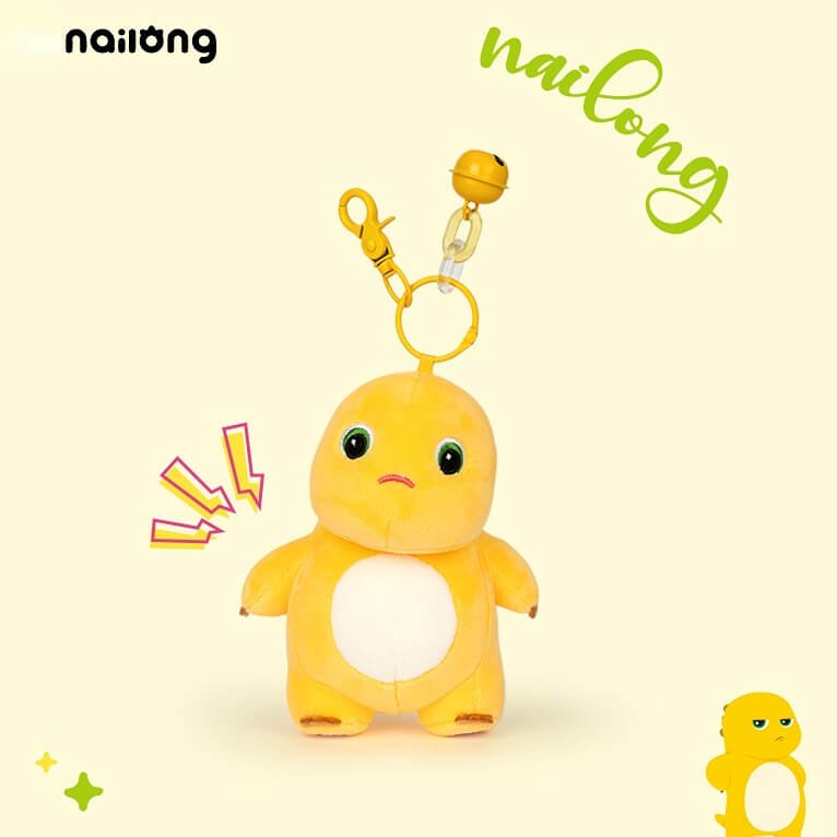 Logell Official NaiLong Plush Keychain 13 cm / 5.1″ – Cute Squeaky Belly Dinosaur Bag Charm, Student Gift, Stress - Relief Fidget Toy - Logell