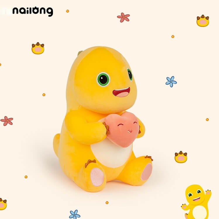 Logell NAILONG Dragon Stuffed Toy – 13.8"/17.7" Cute Plush with Heart or Flowers - Birthday Gift - Logell