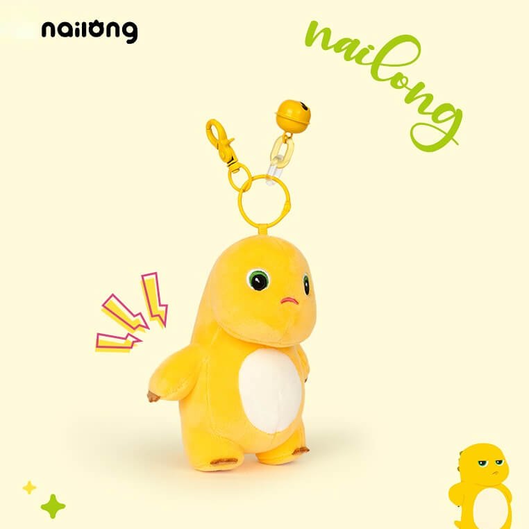 Logell Official NaiLong Plush Keychain 13 cm / 5.1″ – Cute Squeaky Belly Dinosaur Bag Charm, Student Gift, Stress - Relief Fidget Toy - Logell