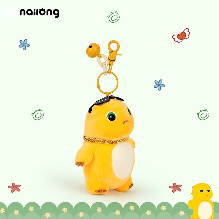 NaiLong Plush Keychain with Squeak – 13cm / 5.1in Sunglasses Dragon, Cute Car Key Fob & Backpack Charm