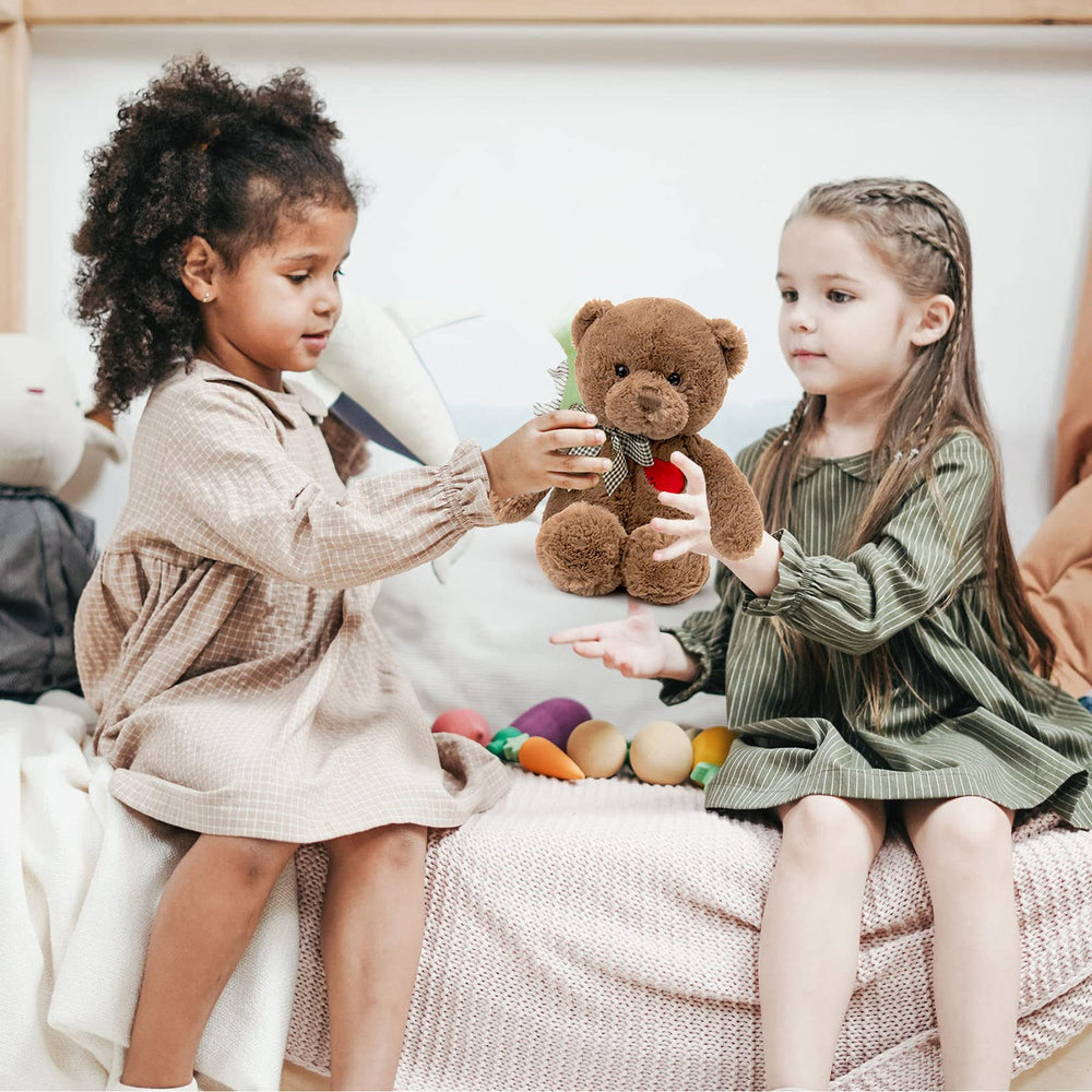 🧸 Logell Plush Teddy Bear with Heart – 11.4" & 15" Cute Brown Plush Stuffed Animal, Soft Valentine Gift for Girlfriend, Boyfriend & Kids - Logell