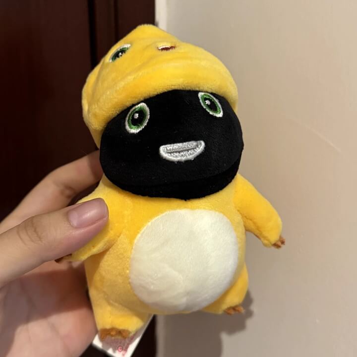 Logell Official Grumpy Dragon Plush Keychain – 13cm / 5.1in Black - Face & Beaten - Up NaiLong, Cute Backpack Charm & Gift - Logell