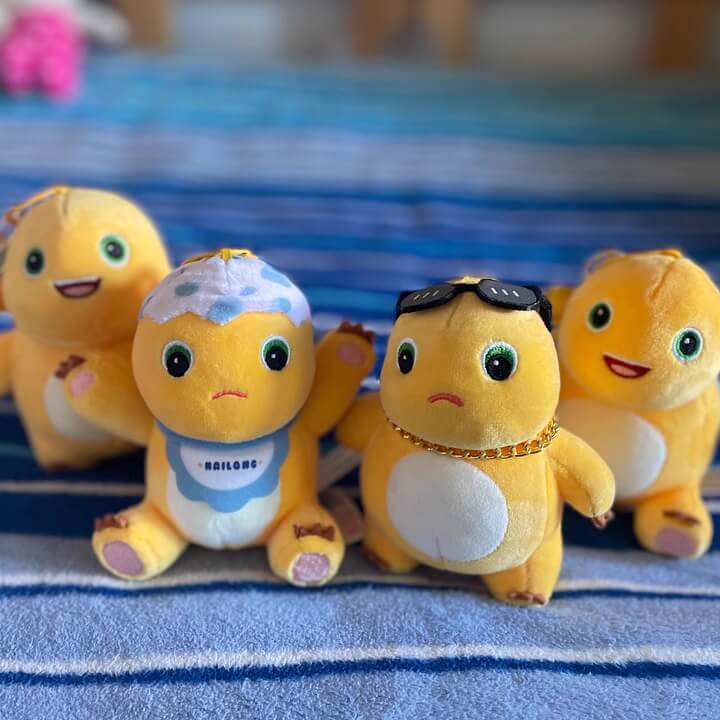 Logell Official NaiLong Plush Keychain 13 cm / 5.1″ – Cute Squeaky Belly Dinosaur Bag Charm, Student Gift, Stress - Relief Fidget Toy - Logell