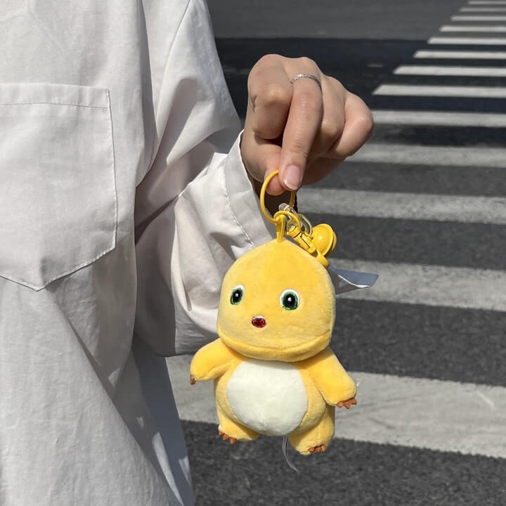 Logell Official Grumpy Dragon Plush Keychain – 13cm / 5.1in Black - Face & Beaten - Up NaiLong, Cute Backpack Charm & Gift - Logell