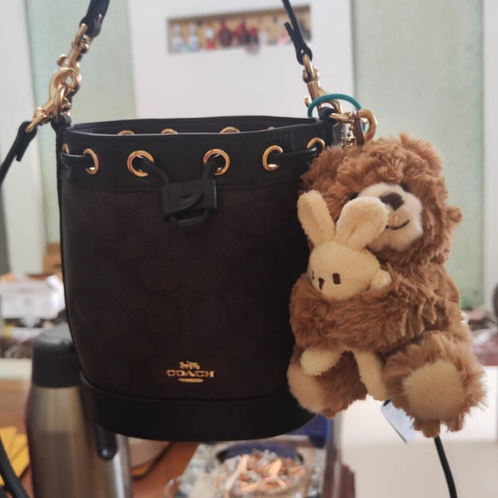 Logell Plush Birthday Hat Plush Keychain – Bear & Bunny 4.7" - Logell