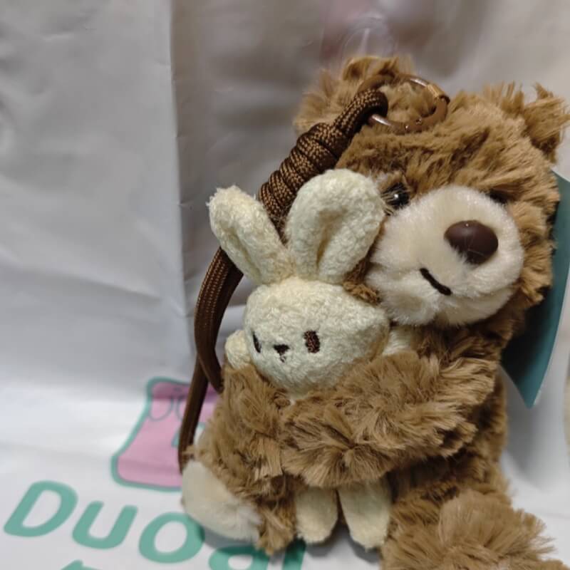 Logell Plush Birthday Hat Plush Keychain – Bear & Bunny 4.7" - Logell