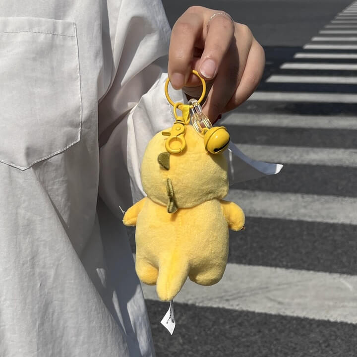 Logell Official Grumpy Dragon Plush Keychain – 13cm / 5.1in Black - Face & Beaten - Up NaiLong, Cute Backpack Charm & Gift - Logell