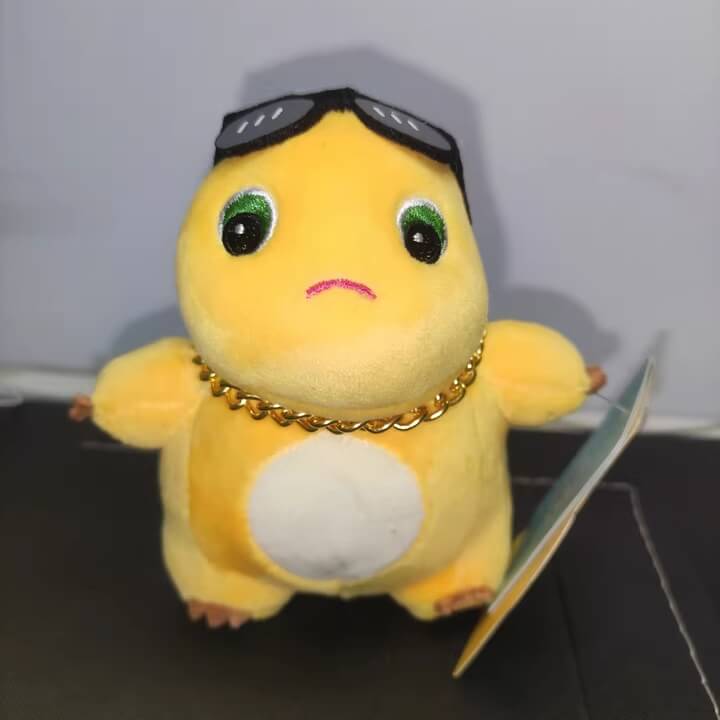 NaiLong Plush Keychain with Squeak – 13cm / 5.1in Sunglasses Dragon, Cute Car Key Fob & Backpack Charm - Logell