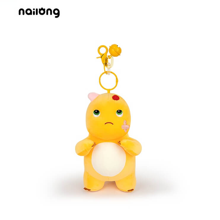 Logell Official Grumpy Dragon Plush Keychain – 13cm / 5.1in Black - Face & Beaten - Up NaiLong, Cute Backpack Charm & Gift - Logell